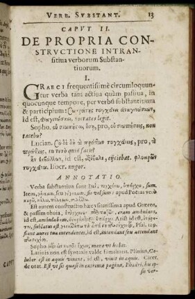 Caput II. De Propria Constructione Intransitiua verborum Substantiuorum.