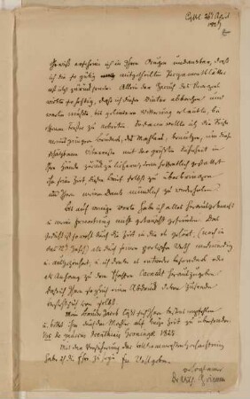 Beilage: Brief von Wilhelm Grimm an Spangenberg (Kassel, 26. Apr. 1827)