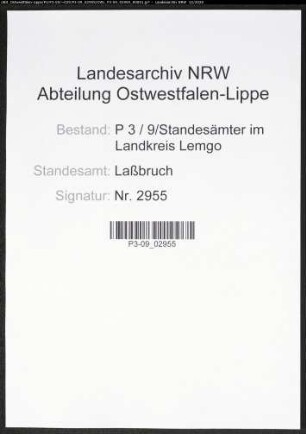 Sterberegister Standesamt Laßbruch