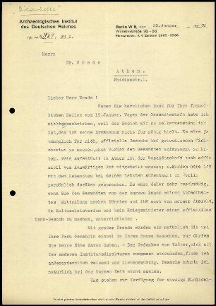 G. Rodenwaldt an W. Wrede