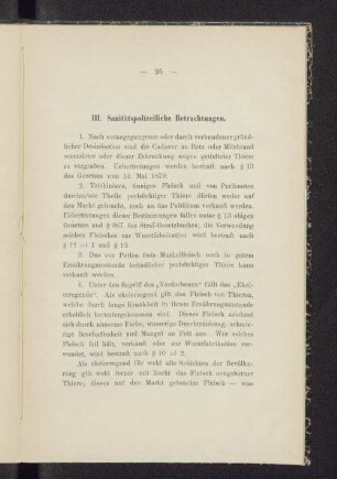 III. Sanitätspolizei Betrachtungen.