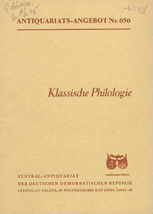 Nr. 650: Klassische Philologie