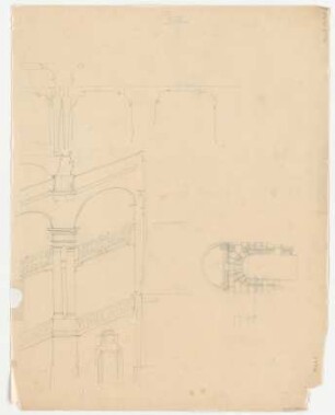 Thiersch, Friedrich von; München; Justizpalast - Treppenhaus (Perspektive, Teilansicht)