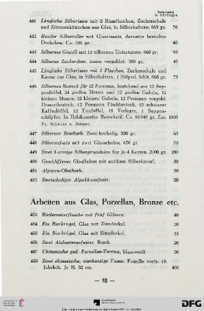 Arbeiten aus Glas, Porzellan, Bronze etc. (Nr. 453-486)