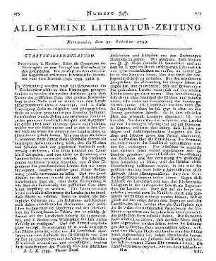 [Wächter, C. E.]: Ueber die Konkurrenz des Kirchenguts in dem Herzogtum Wirtemberg zu den Kriegslasten. Insbesondere zur Tilgung des durch den neuesten französischen Krieg entstandenen Schadens. Ein Auszug aus dem über diesen Gegenstand erstatteten Kirchenraths-Gutachten, vom 6. Dec. 1797. Stuttgart: Metzler 1798