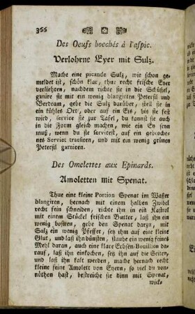 Des Omelettes aux Epinards. Amoletten mit Spenat. - Autre Tourte de lait Caille. Eine von süßen Topfen.