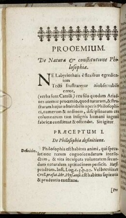 Prooemium. De Natura & constitutione Philosophiæ.