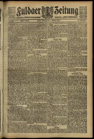 Erste Ausgabe vom Montag, den 07. Oktober 1912.