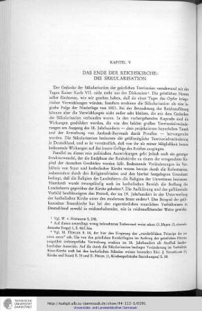 Kapitel V - Das Ende der Reichskirche: Die Säkularisation