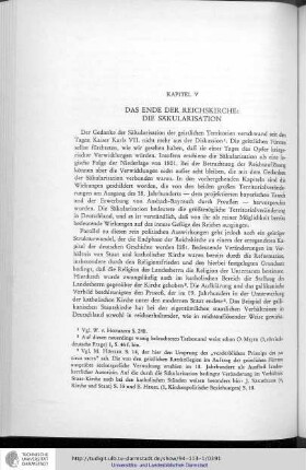 Kapitel V - Das Ende der Reichskirche: Die Säkularisation