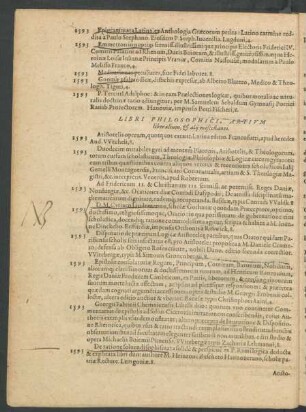 Libri Philosophici, Artium liberalium, et alii miscellanei.