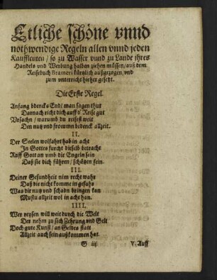 Etliche schöne unnd nothwendige Regeln allen unnd jeden Kauffleuten ...