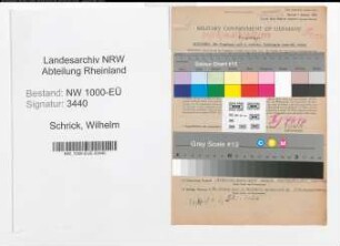 Entnazifizierung Wilhelm Schrick, geb. 13.05.1903 (Verw.Inspektor)
