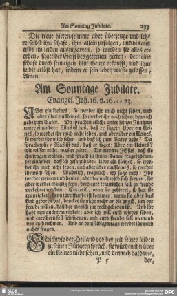 Am Sonntage Jubilate. Evangel. Joh. 16. v. 16-23