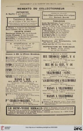 Supplément a la gazette des beaux-arts