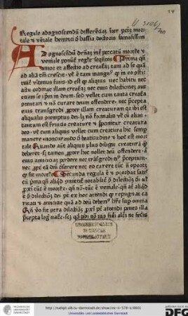 Regule ad cognoscendum differentiam inter peccatum mortale et veniale Heinrici de hassai, doctoris famosissim (!).
