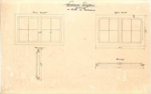 Gärtner, Friedrich von; München; Wittelsbacherpalast - Unterbau - Fenster (Grundrisse, Ansichten)