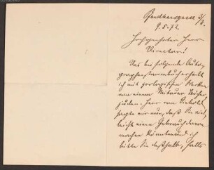 Carl von Halm (1809-1882), Nachlass: Brief von Rudolf von Willemoes-Suhm an Karl von Halm - BSB Halmiana IX. Willemoes-Suhm, Rudolf von