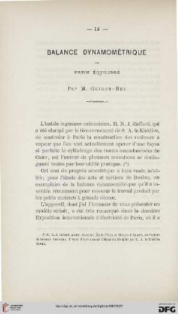 2.Ser. 3.1882: Balance dynamométrique ou frein équilibré