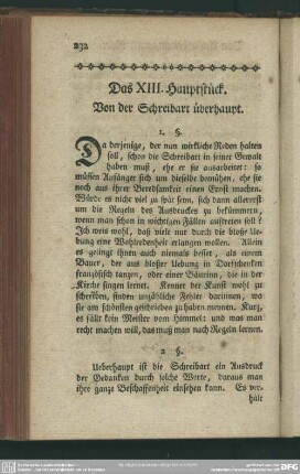 Das XIII. Hauptstück. Von der Schreibart überhaupt