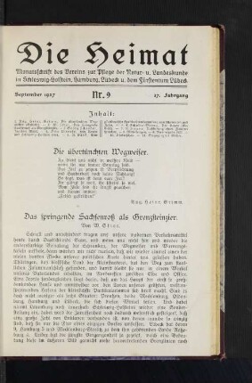 September 1927 Nr. 9 37. Jahrgang