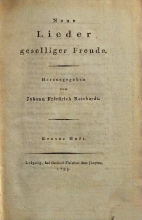 Neue Lieder geselliger Freude, 1