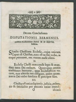 Decem Conclusiones Disputationis Bernensis.
