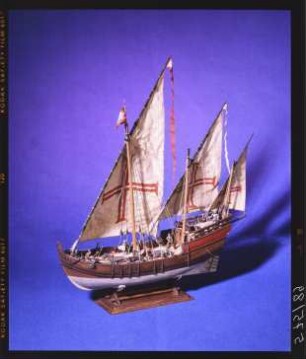 Vollmodell einer portugiesischen Karavelle von ca. 1450, Maßstab 1:50