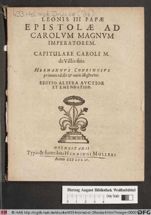 Leonis III Papae Epistolae Ad Carolum Magnum Imperatorem
