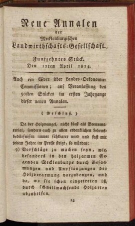 Funfzehntes Stück. Den 12ten April 1814.
