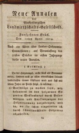 Funfzehntes Stück. Den 12ten April 1814.