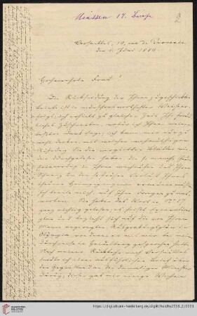 Brief von Georg Gottfried Gervinus an Johann Friedrich Minssen/ Brief von Johann Friedrich Minssen an Viktoria Gervinus