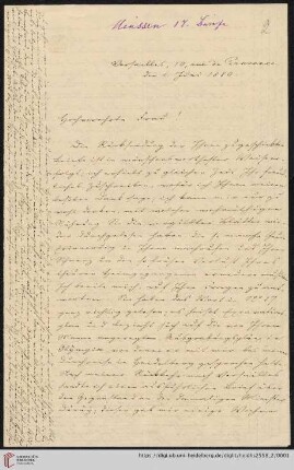 Brief von Georg Gottfried Gervinus an Johann Friedrich Minssen/ Brief von Johann Friedrich Minssen an Viktoria Gervinus