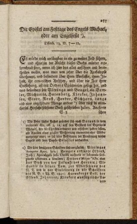 Die Epistel am Festtage des Engels Michael, oder am Engelfeste. Offenb. 12, V. 7-12