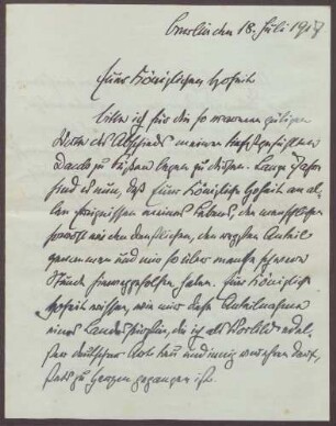 Schreiben von Theobald von Bethmann Hollweg an die Großherzogin Luise; Gedanken zum Rücktritt