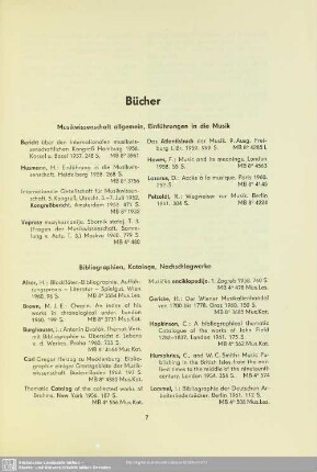 Bibliographien, Kataloge, Nachschlagewerke
