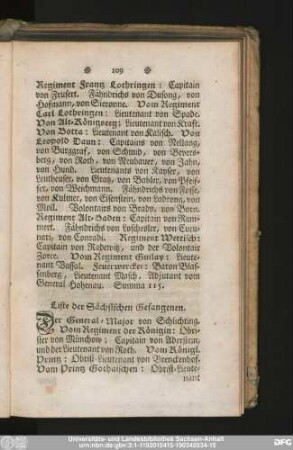 Liste der Sächsischen Gefangenen.