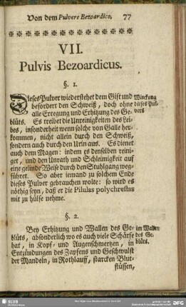VII. Pulvis Bezoardicus