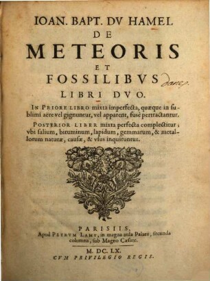 De meteoris et fossilibus : libri duo