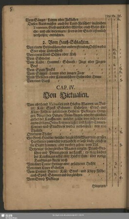 Cap. IV. Von Victualien