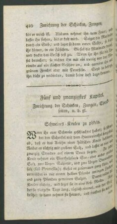 Fünf und zwanzigstes Kapitel. Zurichtung der Schinken, Zungen, Speckseiten, u.d.gl.