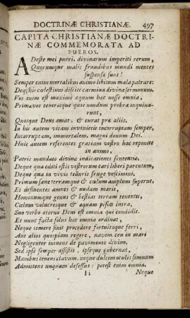 Capita Christianæ Doctrinæ Commemorata Ad Pueros.