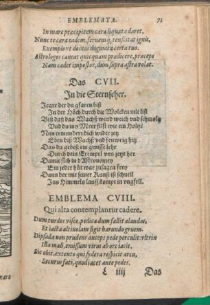 Emblema CVIII. Qui alta contemplantur cadere.