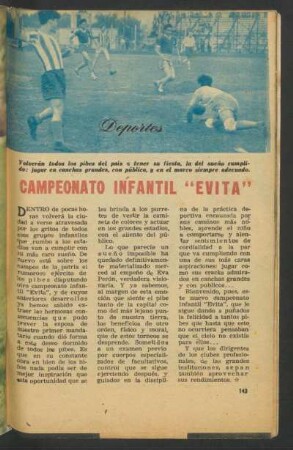 Campeonato infantil "Evita" : Deportes