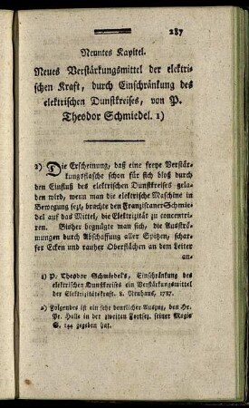 Neuntes Kapitel. Neues Verstärkungsmittel der elektrischen Kraft, durch Einschränkung des elektrischen Dunstkreises, ...