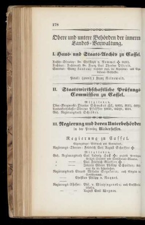 Obere und untere Behoerden der inneren Landes=Verwaltung.