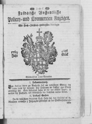 46tes Stück, Ausgabe vom 15. November 1769