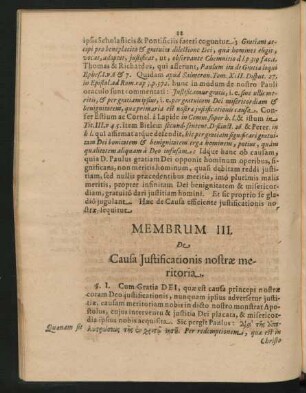 Membrum III. De Causa Justificationis nostrae meritoria.