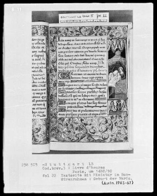 Lateinisches Stundenbuch (Livre d'heures) — Mariengeburt, Folio 22recto