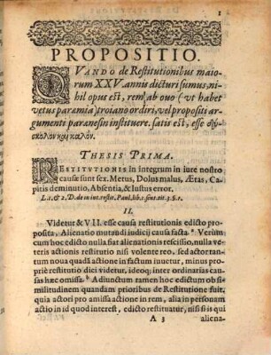 Theses De Restitvtione Maiorvm XXV. Annis